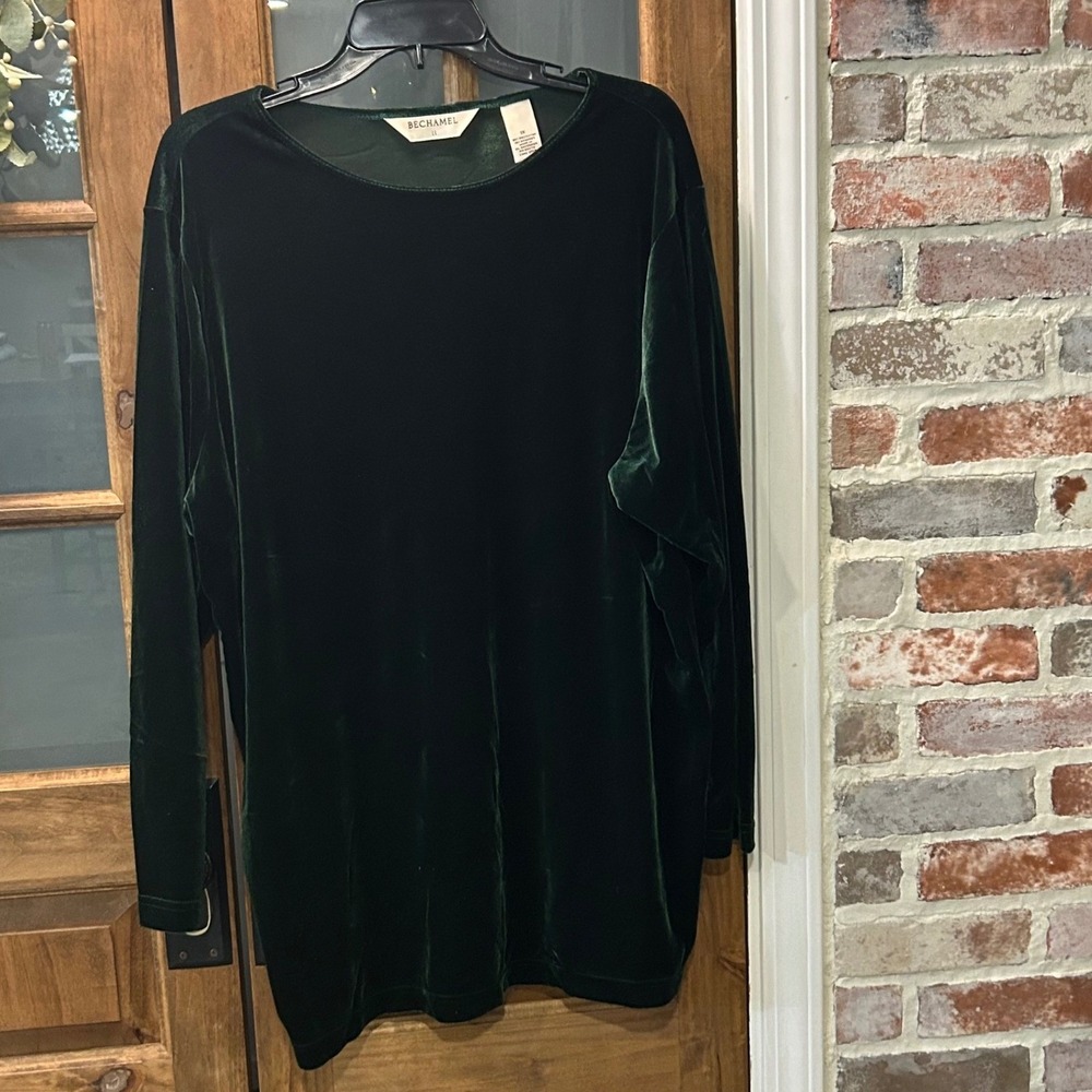 BECHAMEL Women's Plus Size 1X Green Velvet Top Tunic‎ Dark Feminine Vampirecore